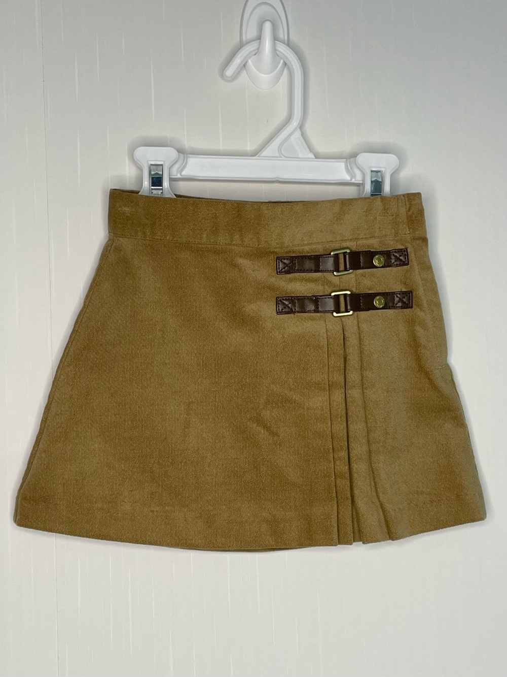 NWT Janie and Jack Brown Sueded Cotton Equestrian Kilt Skirt 18-24M